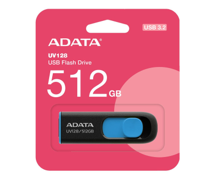 Pendrive (pamięć USB) ADATA 512GB DashDrive UV128 czarno-niebieski (USB 3.2)
